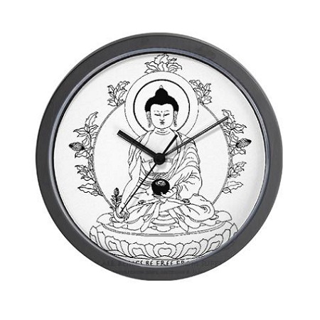 medicine_buddha_bw_wall_clock.jpg