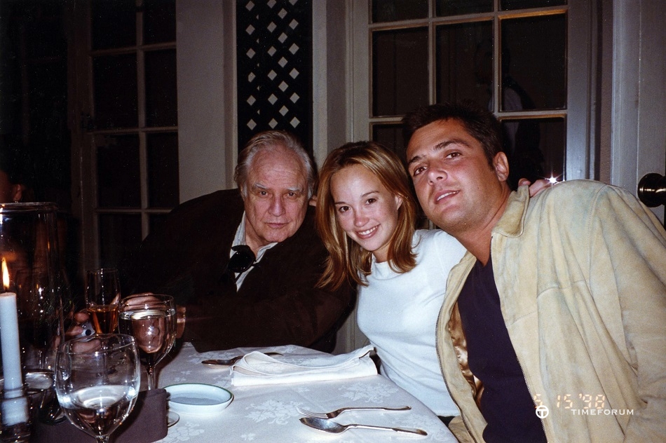 Brando Family - Petra with Marlon and Russel Fischer taken in May 1998, courtesy of Petra Brando.jpg